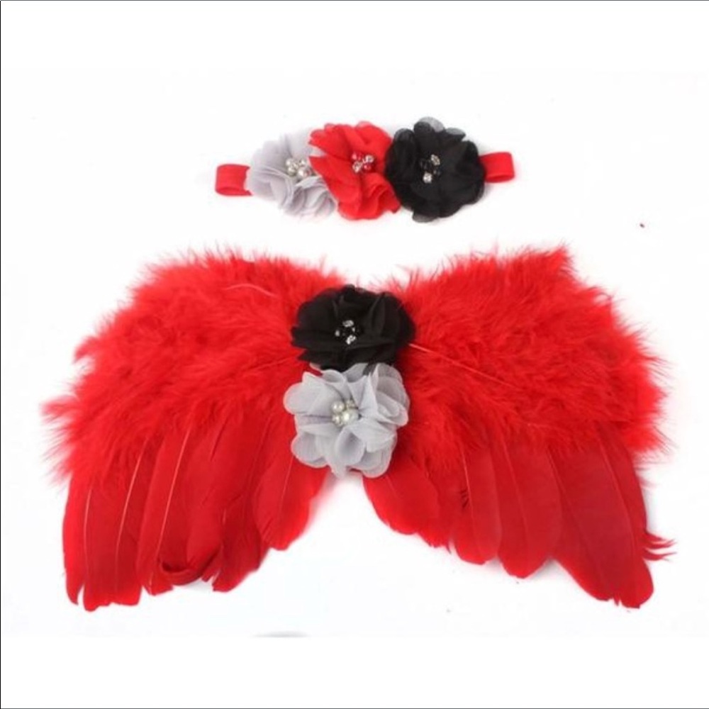 🌺New🌺Red Angel Wings & Headband🌺